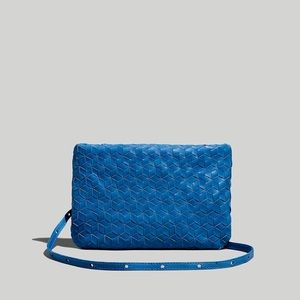 Madewell The Puff Crossbody Bag Woven Edition Oasis Blue